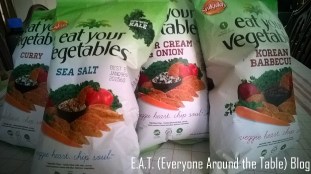 A few of the "Eat Your Vegetables" chip varieties we sampled.